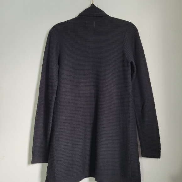 St. John’s Bay Open Cardigan Women’s Sz Med Petite Black Longsleeve Horiz Ribbed - Picture 7 of 8
